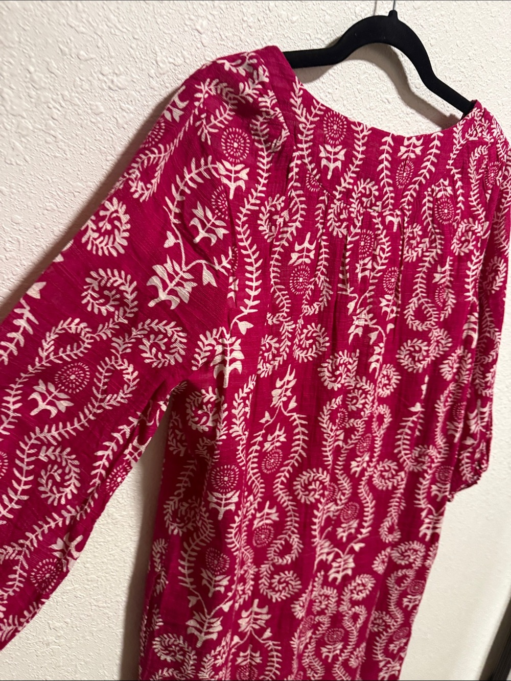 Studio Park Magenta Pink Floral Print Tassel Tie Cotton Shift Dress Medium - Picture 14 of 15